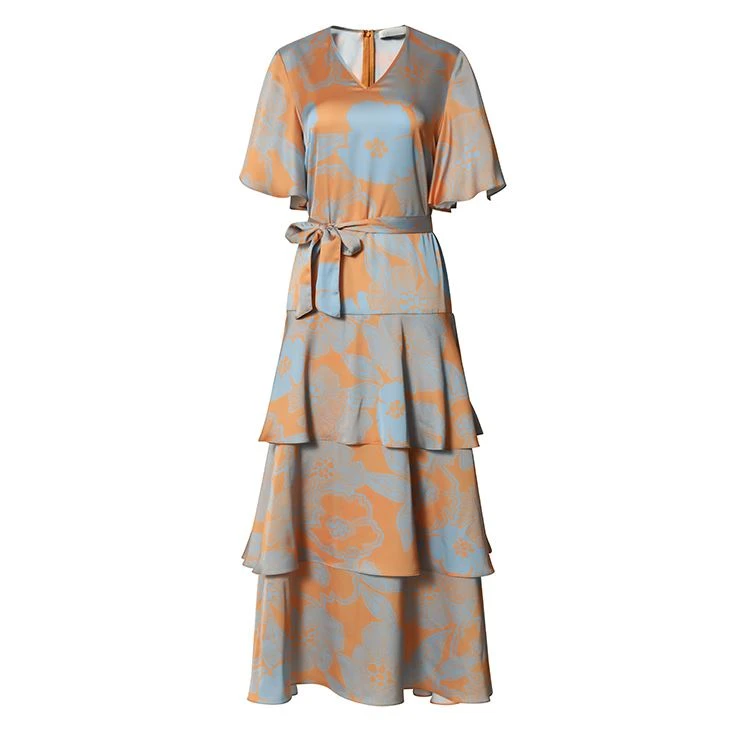 Stylish Orange And Blue Dress
